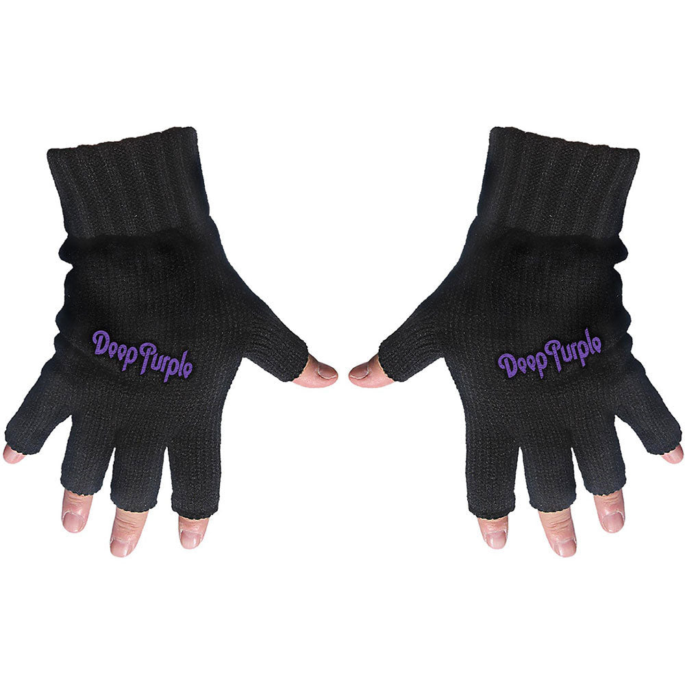 Deep Purple Logo Knit Gloves Front
