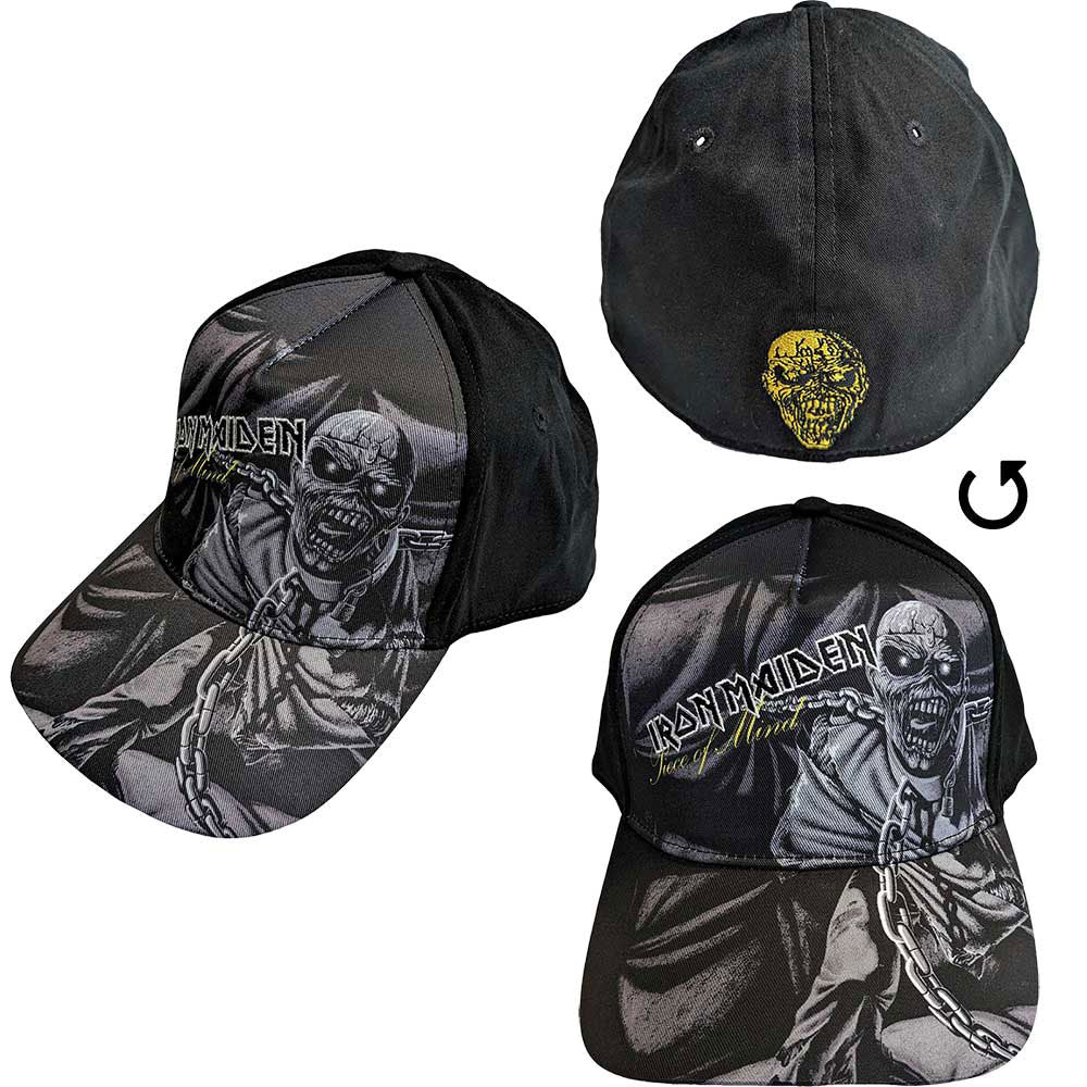 Iron Maiden Piece Of Mind Greyscale Baseball Cap Front
