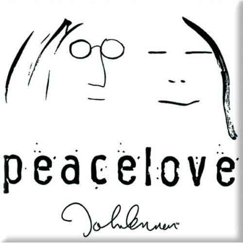 John Lennon Peacelove Black On White Magnet Front