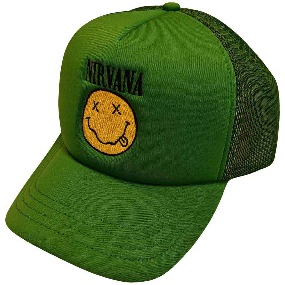 Nirvana Logo & Happy Face Trucker Cap Front