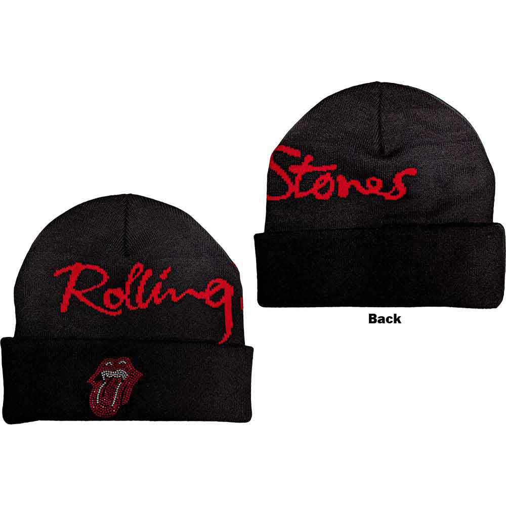 Rolling Stones Embellished Classic Tongue Beanie Front