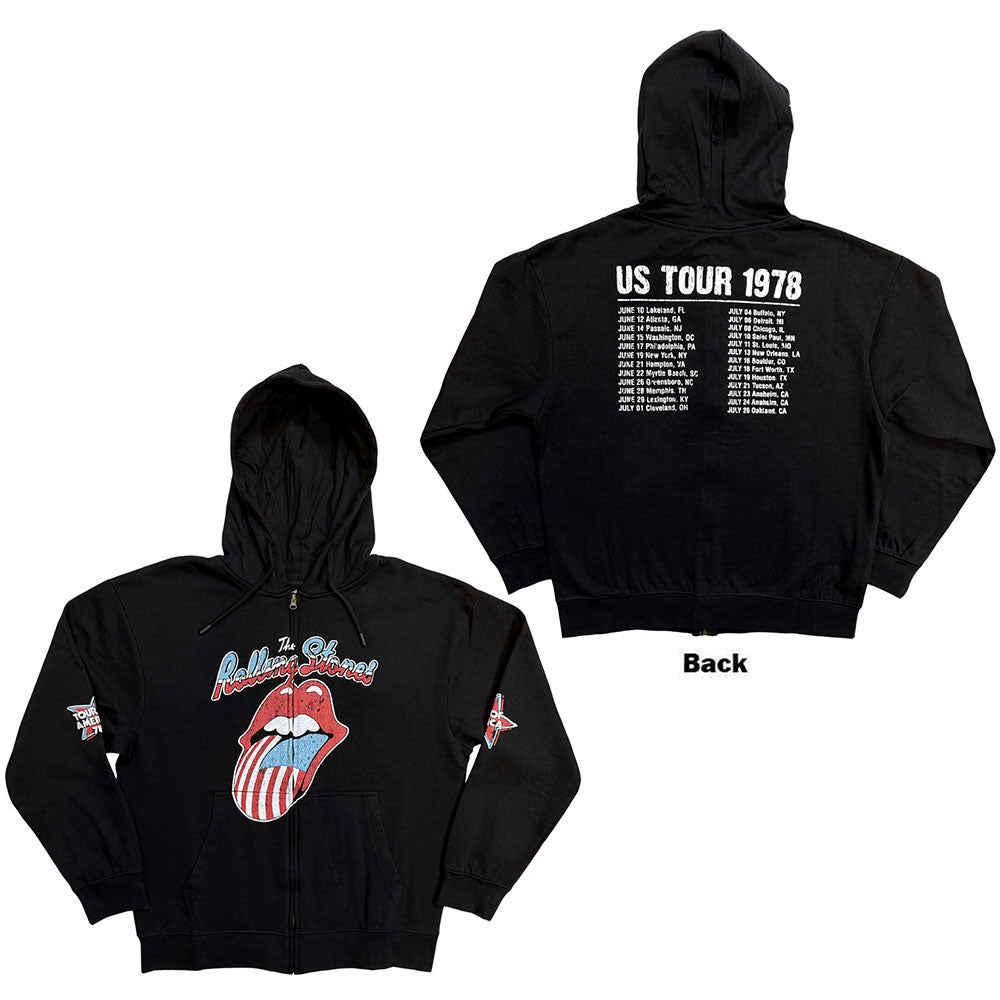 Rolling Stones Us Tour '78 Zippered Hooded Sweatshirt Front