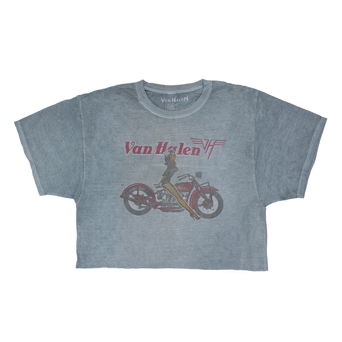 Van Halen Motorcycle Pinup Girl Oversized Crop Top Junior Top Front