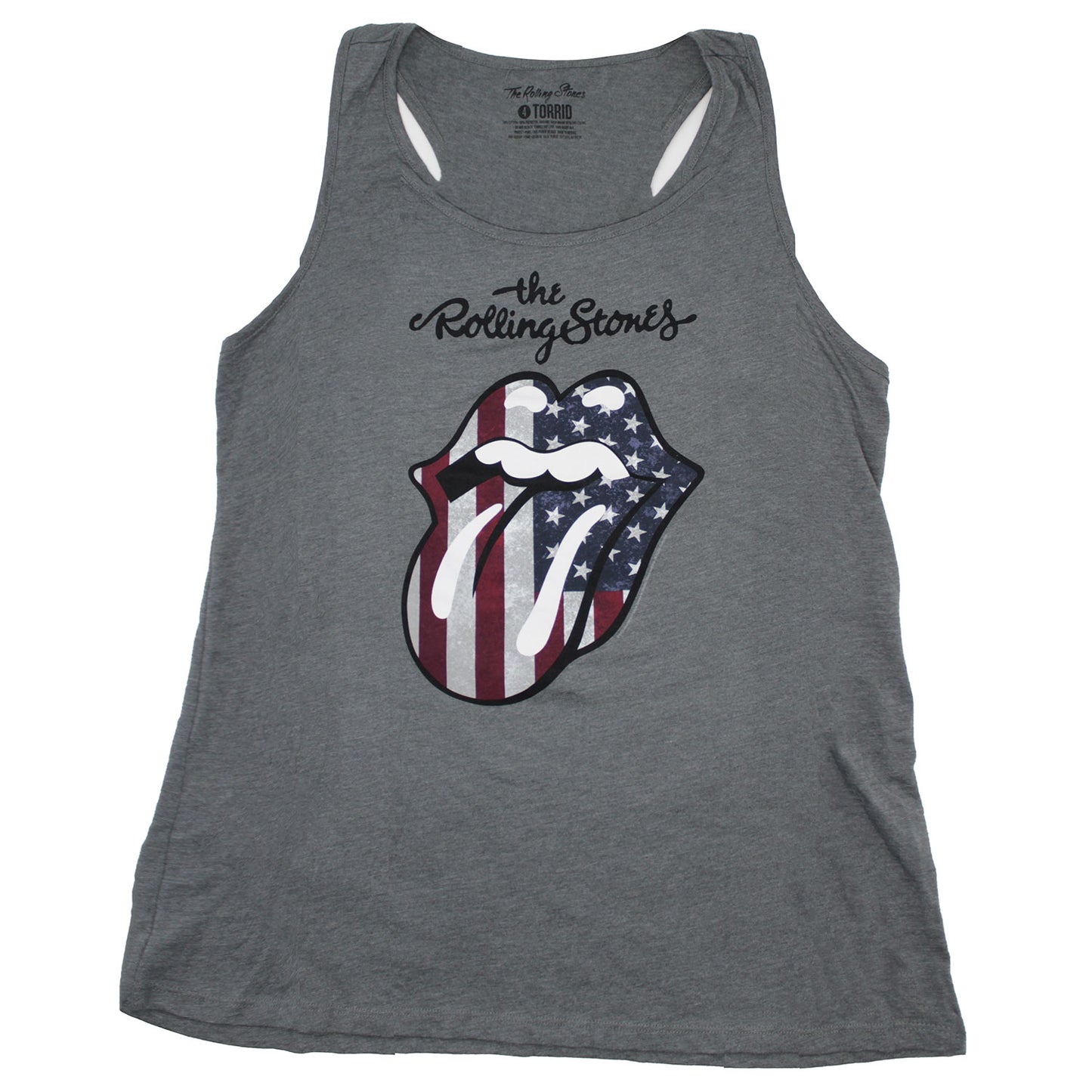 Rolling Stones American Flag Classic Tongue Plus Size Tank Womens Tank Front