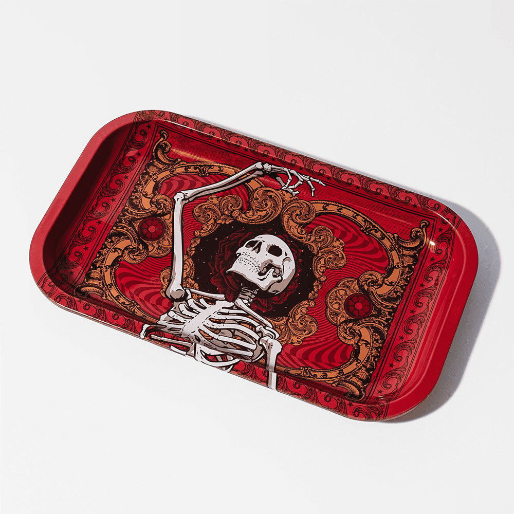 Grateful Dead Tin Rolling Tray - Medium Frame Skeleton Tray Front