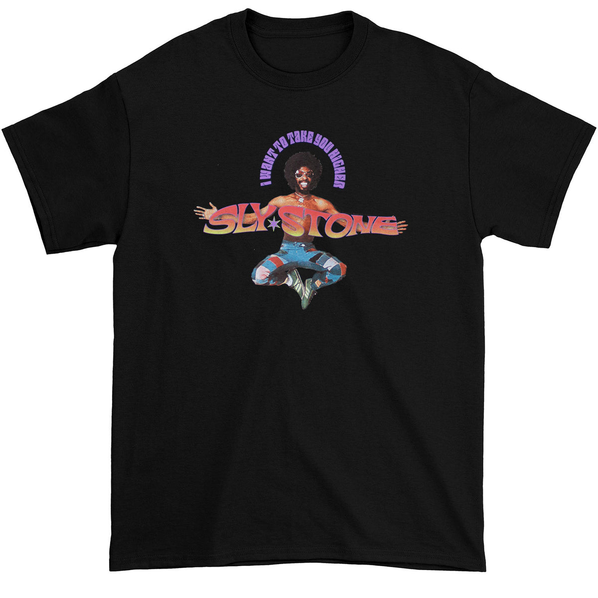 Sly & The Family Stone Take You Higher On Black T-shirt Front