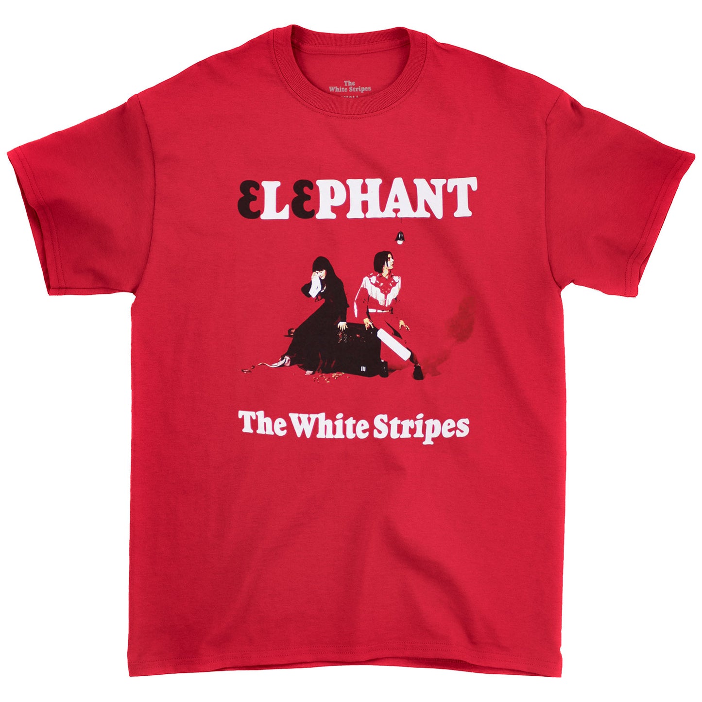 White Stripes Elephant On Red T-shirt