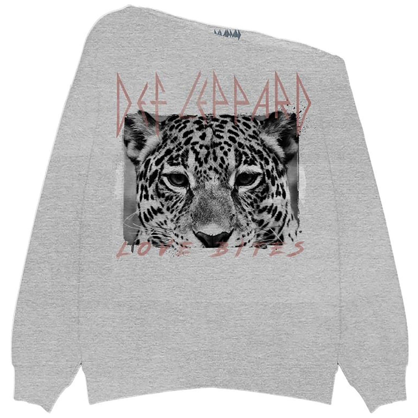 Def Leppard Love Bites Off The Shoulder Fleece Sweatshirt Front