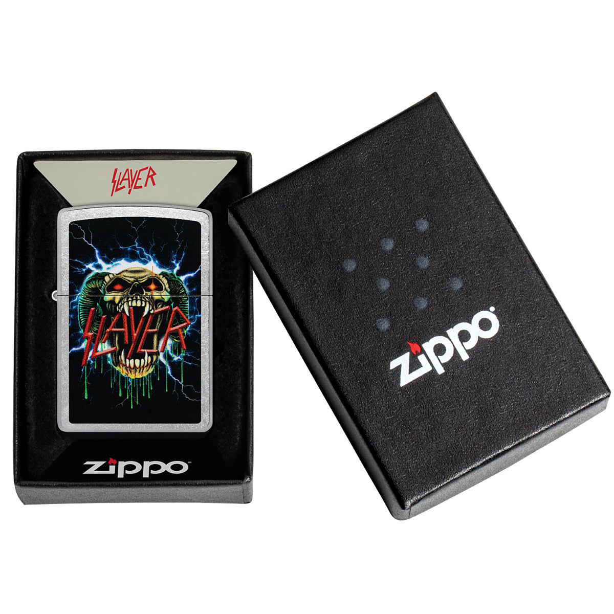 Slayer Lightning Skull Refillable Lighter Back