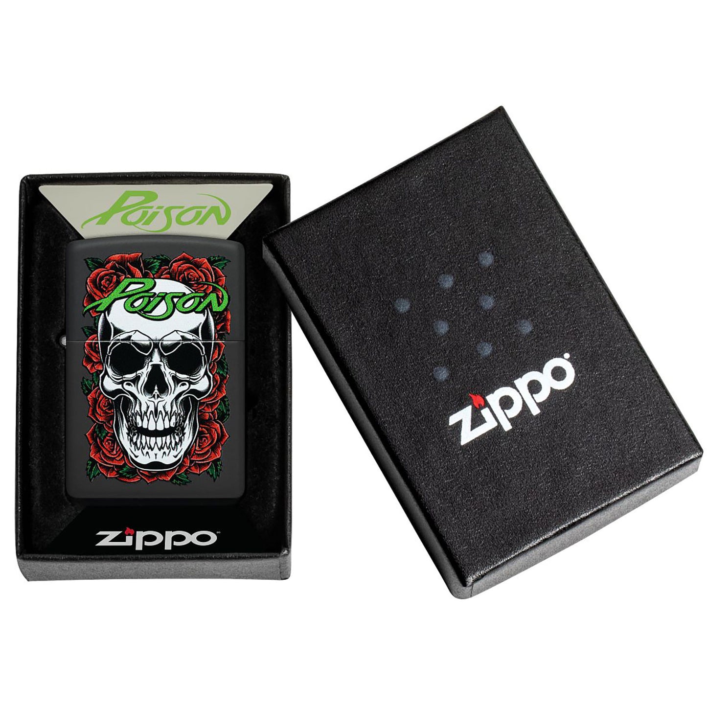 Poison Skull & Roses Logo Refillable Lighter