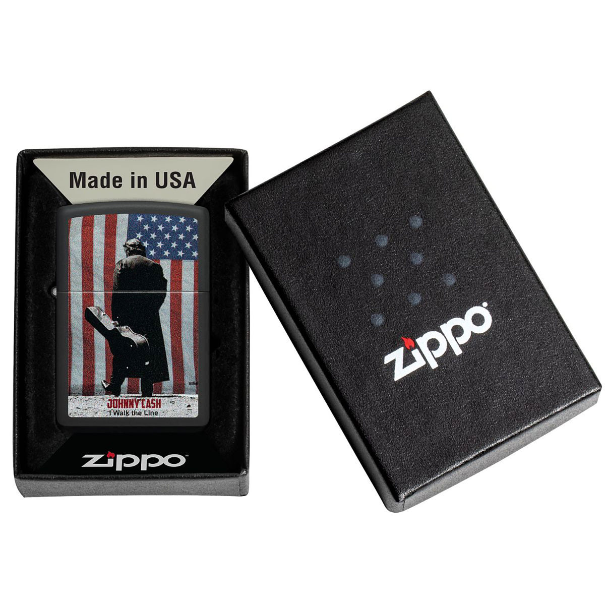 Johnny Cash American Flag Refillable Lighter Back