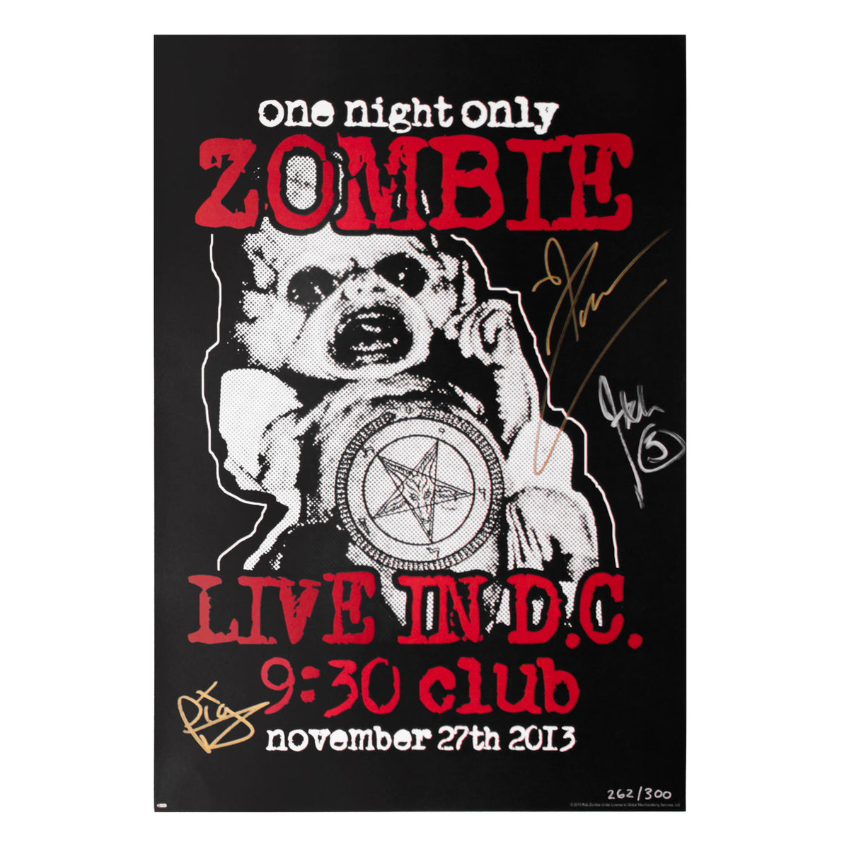 Rob Zombie Live In D.C. (Autographed!) Concert Promo Poster Front