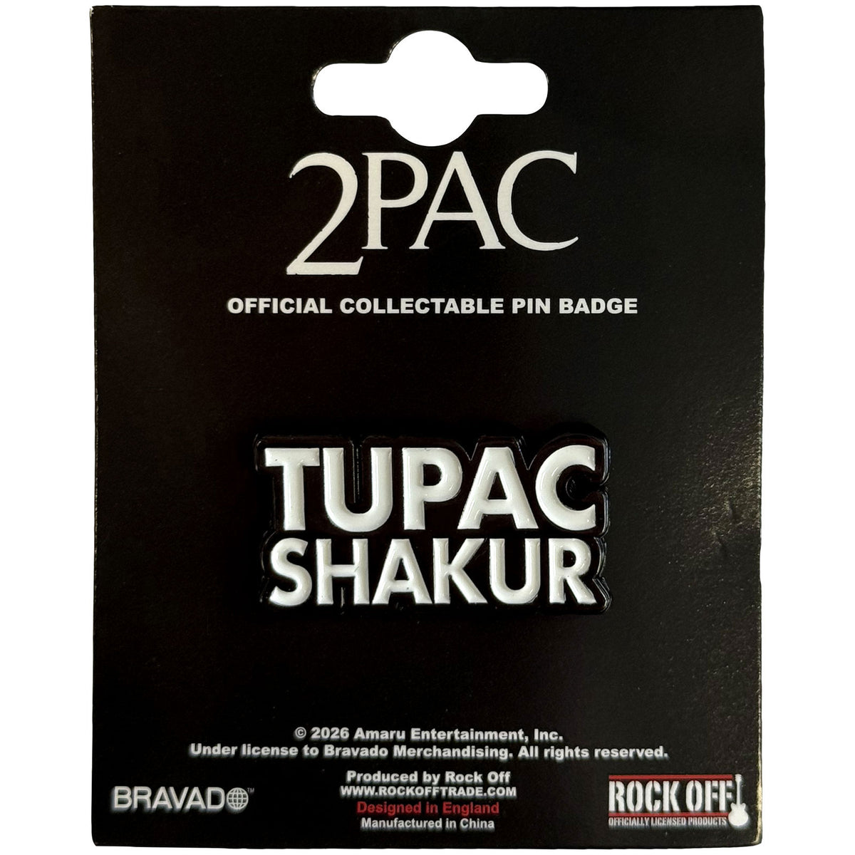 Tupac Text Logo Pewter Pin Badge Front