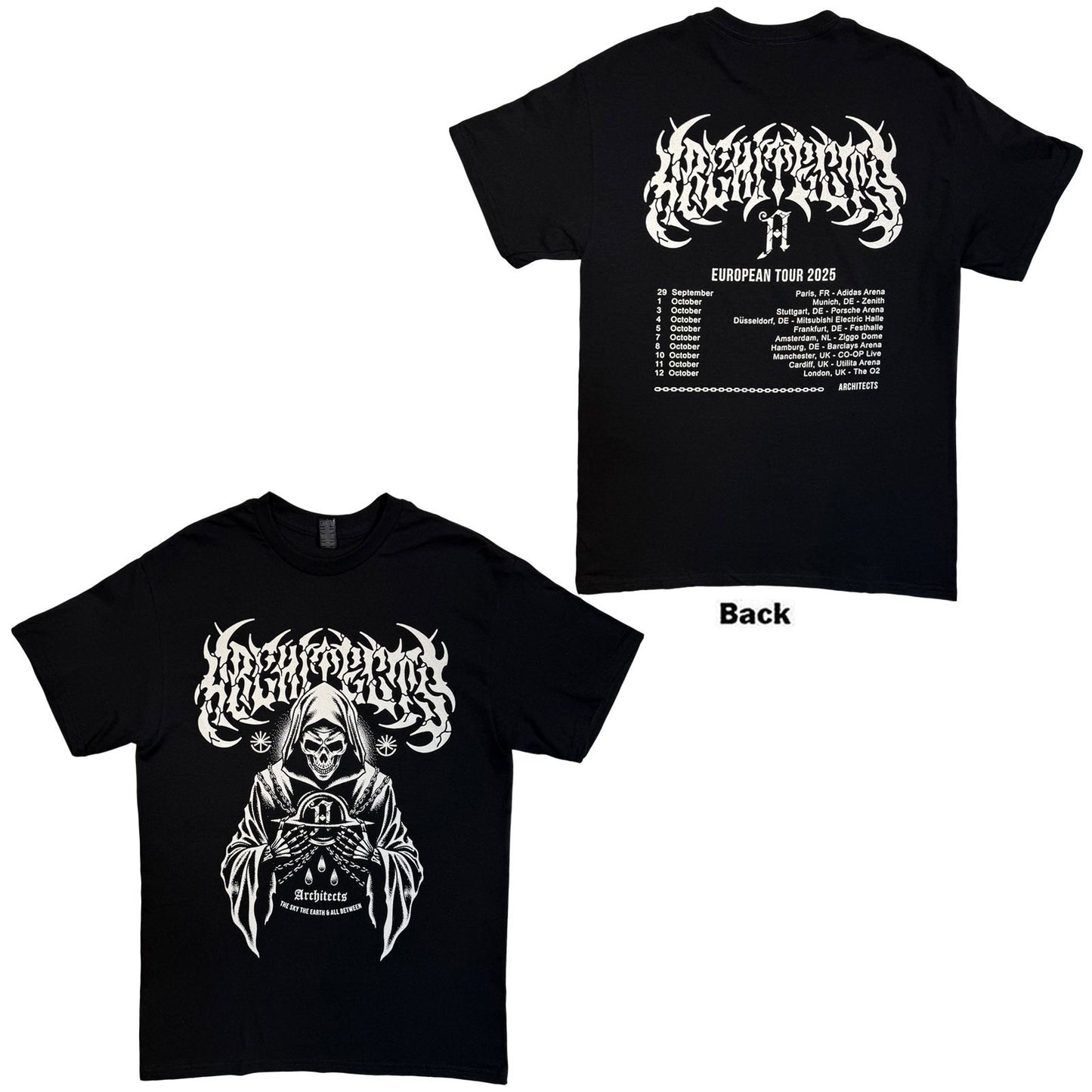 Architects Tste & Ab Skeleton Eu Tour 25 T-shirt Front