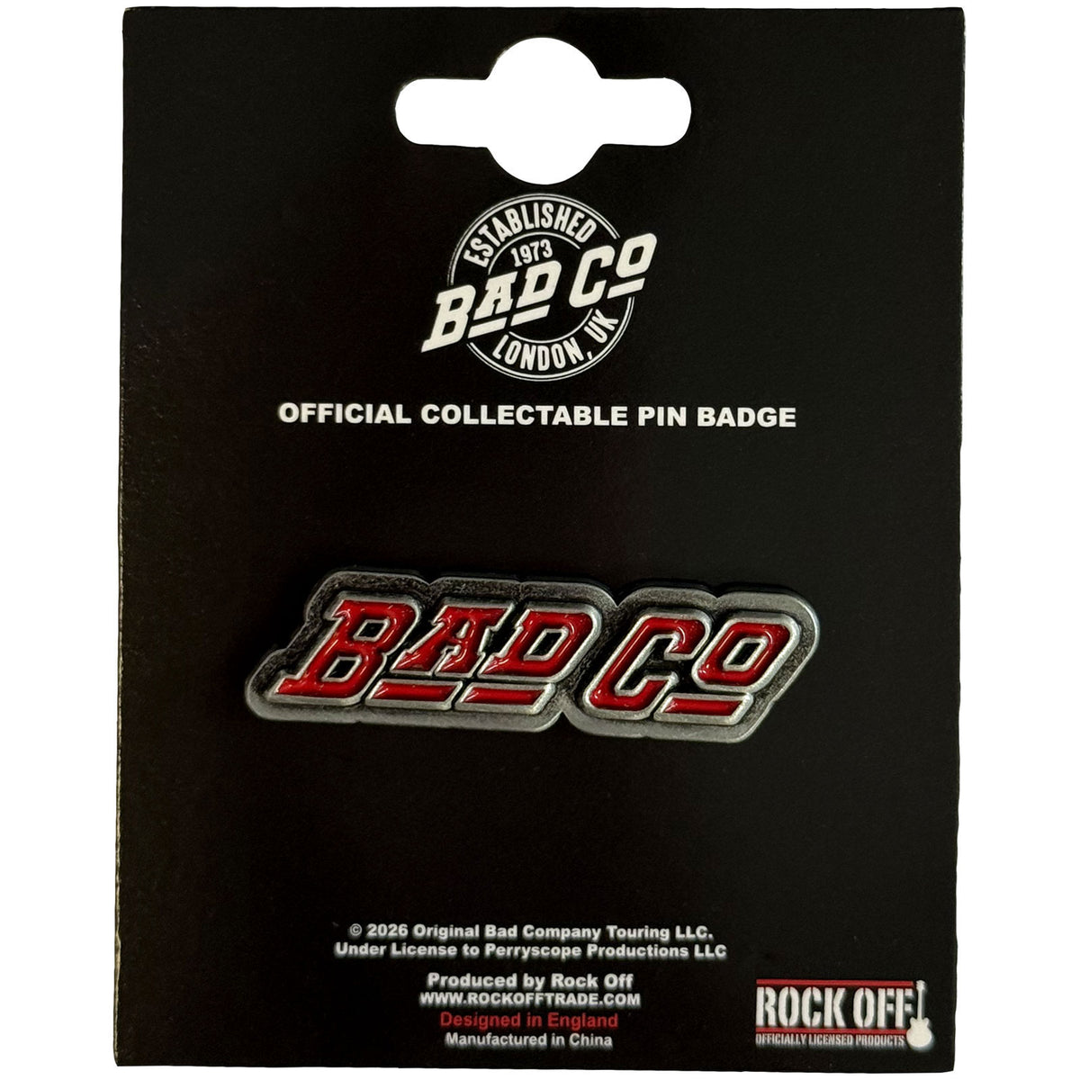 Bad Company Slant Logo Pewter Pin Badge Front