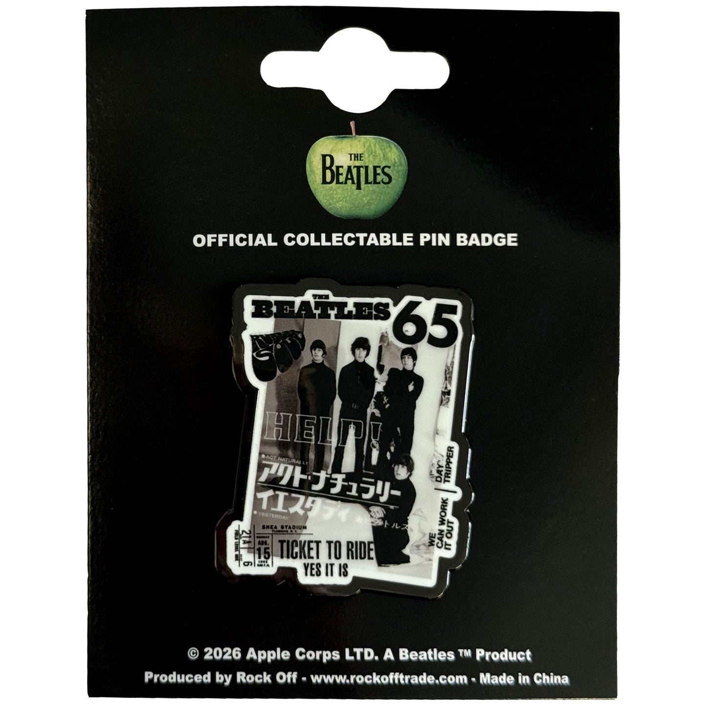 Beatles 1965 Pewter Pin Badge Front