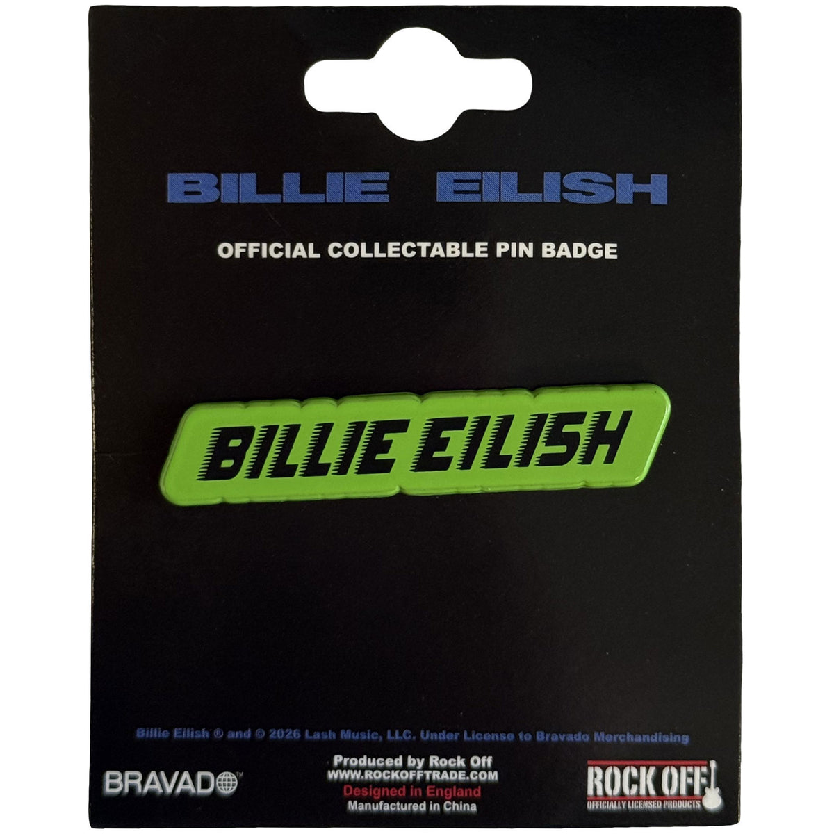 Billie Eilish Racer Logo Pewter Pin Badge Front