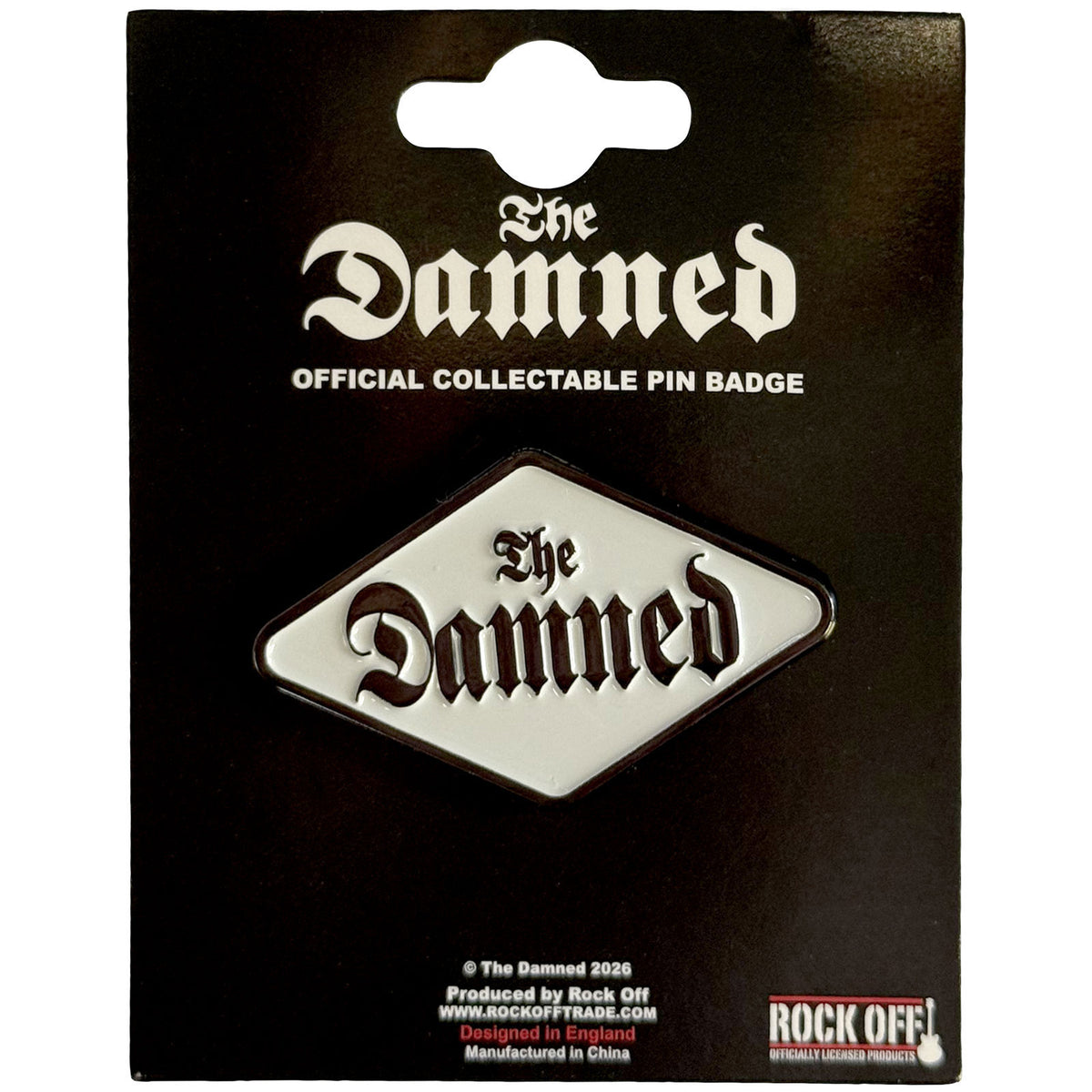 Damned Gothic Logo Pewter Pin Badge Front