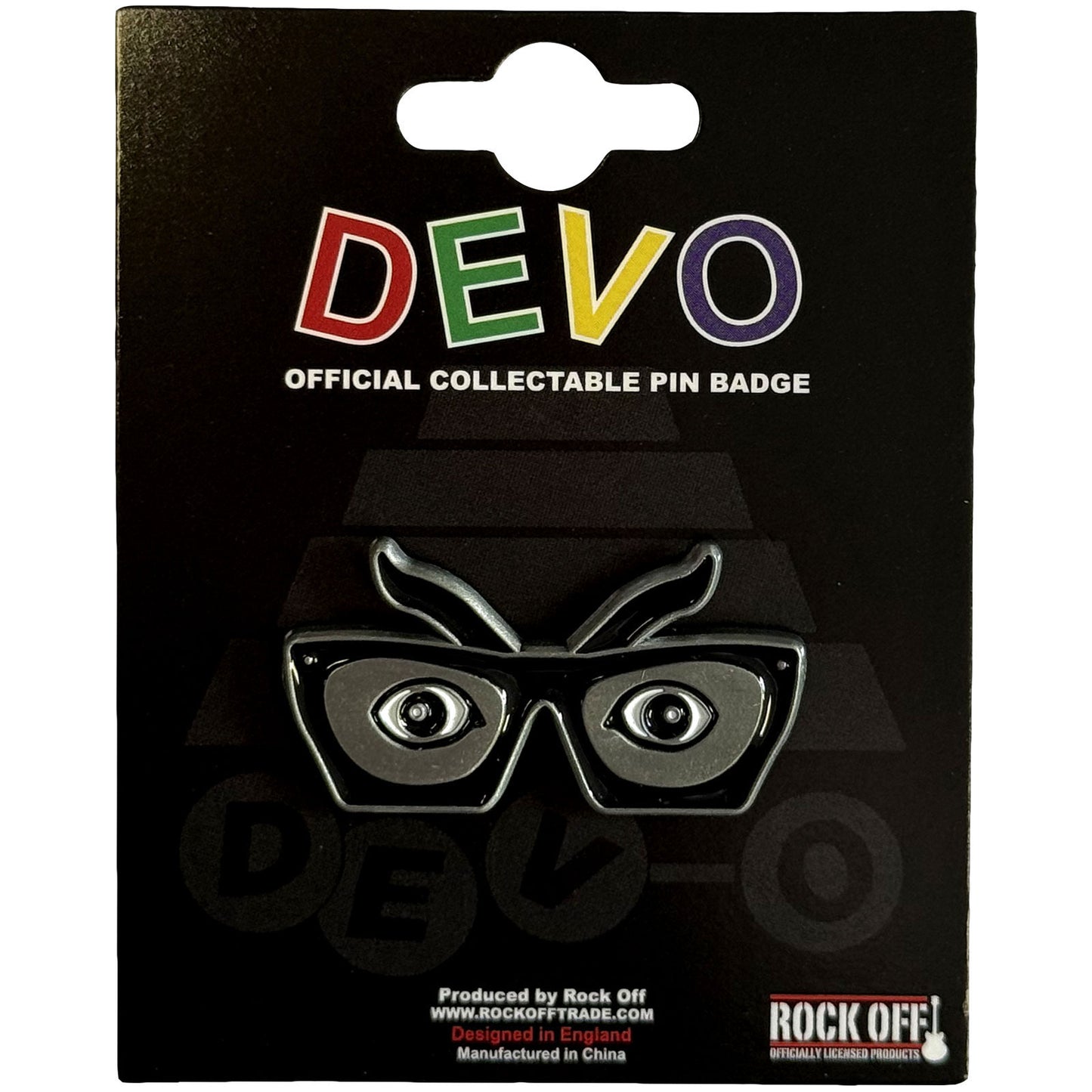Devo Oh, No! Glasses Pewter Pin Badge Front