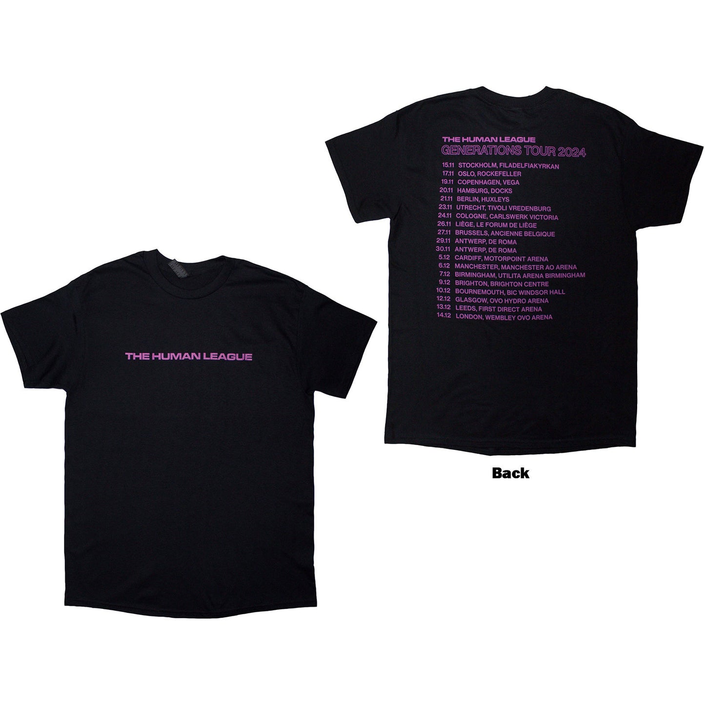 Human League Generations Tour '24 Text T-shirt Front