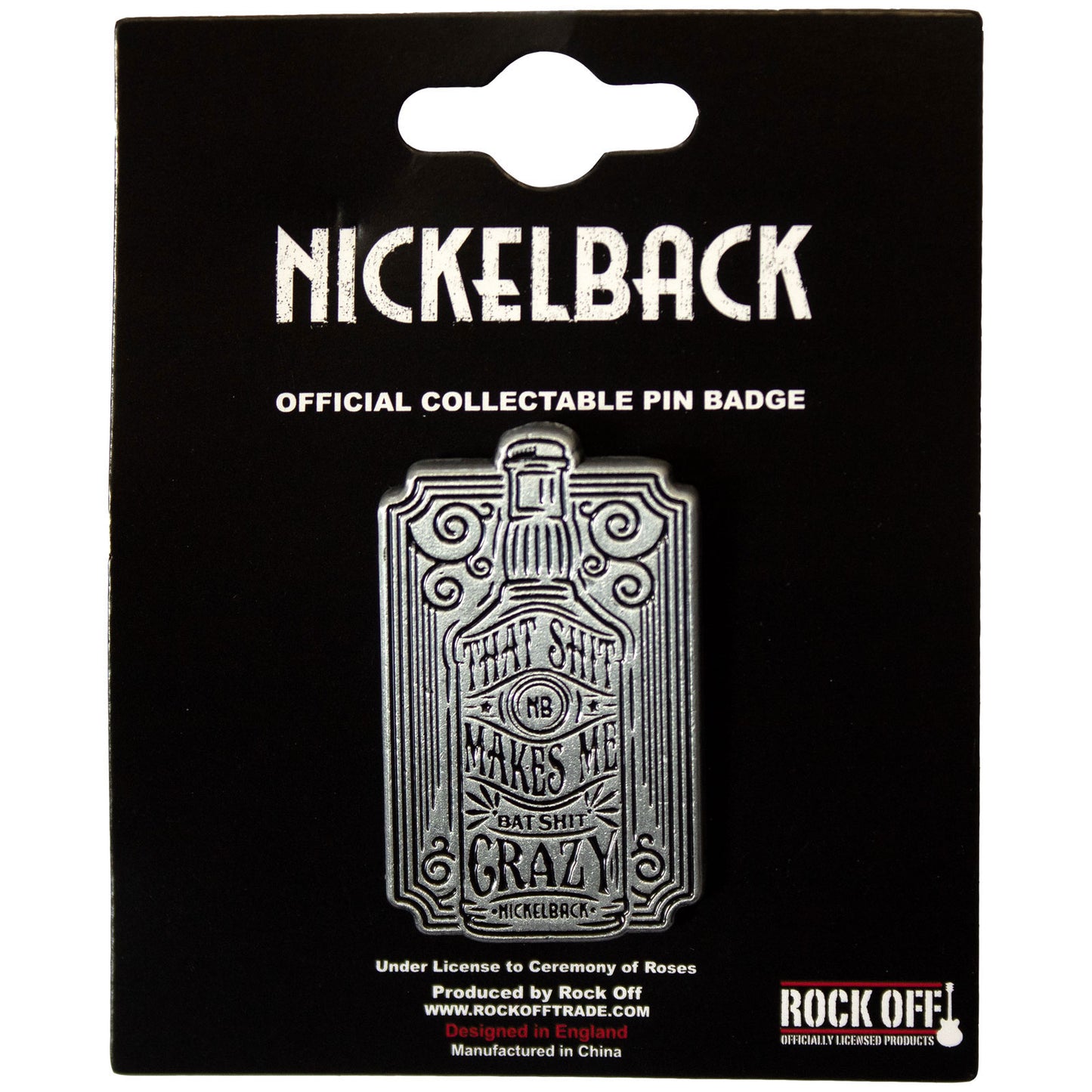 Nickelback Bat Shit Pewter Pin Badge Front