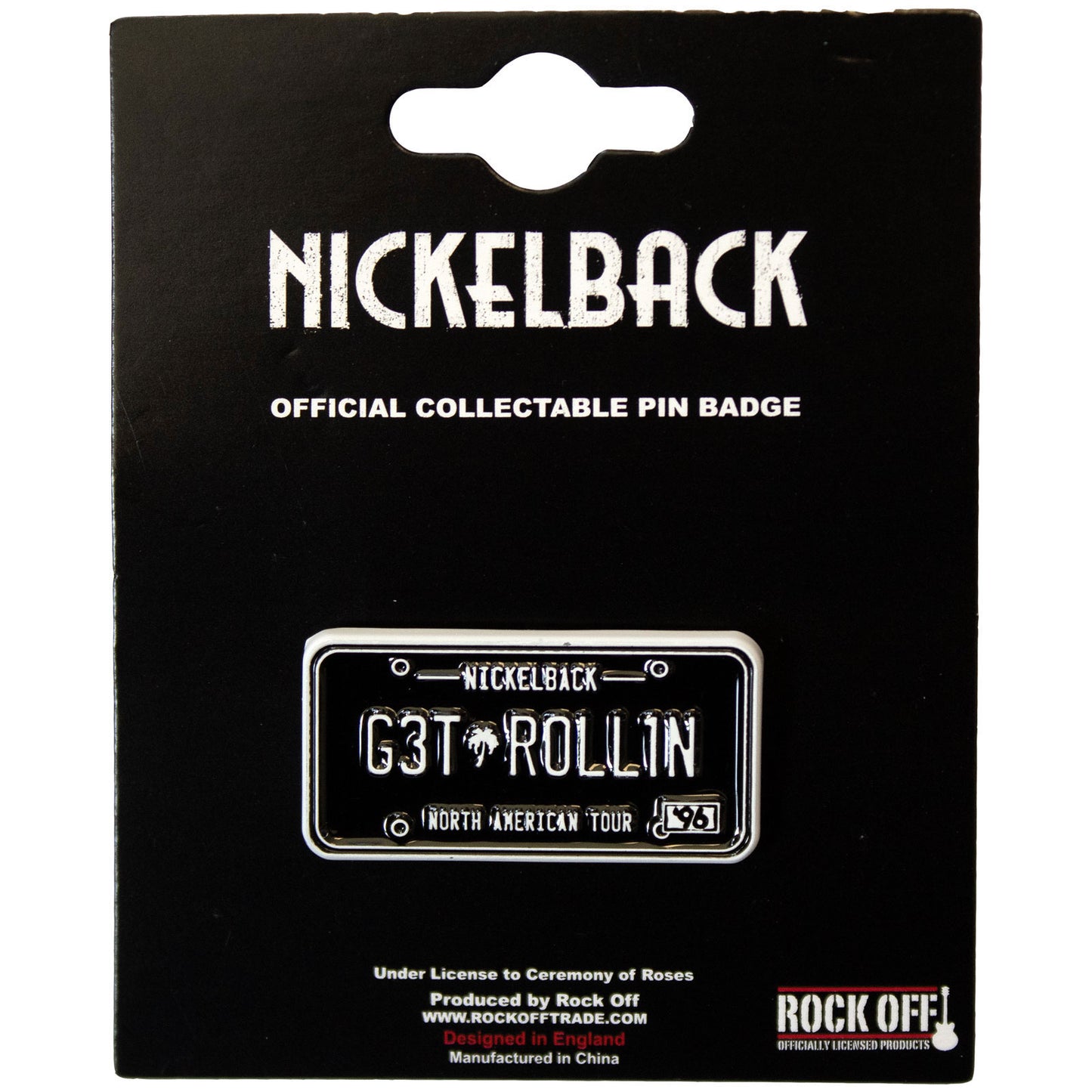 Nickelback License Plate Pewter Pin Badge Front