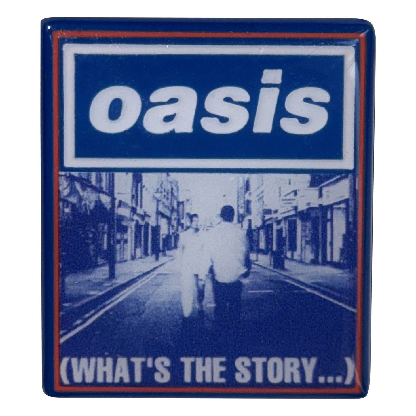 Oasis What's The Story Blue Tone Pewter Pin Badge