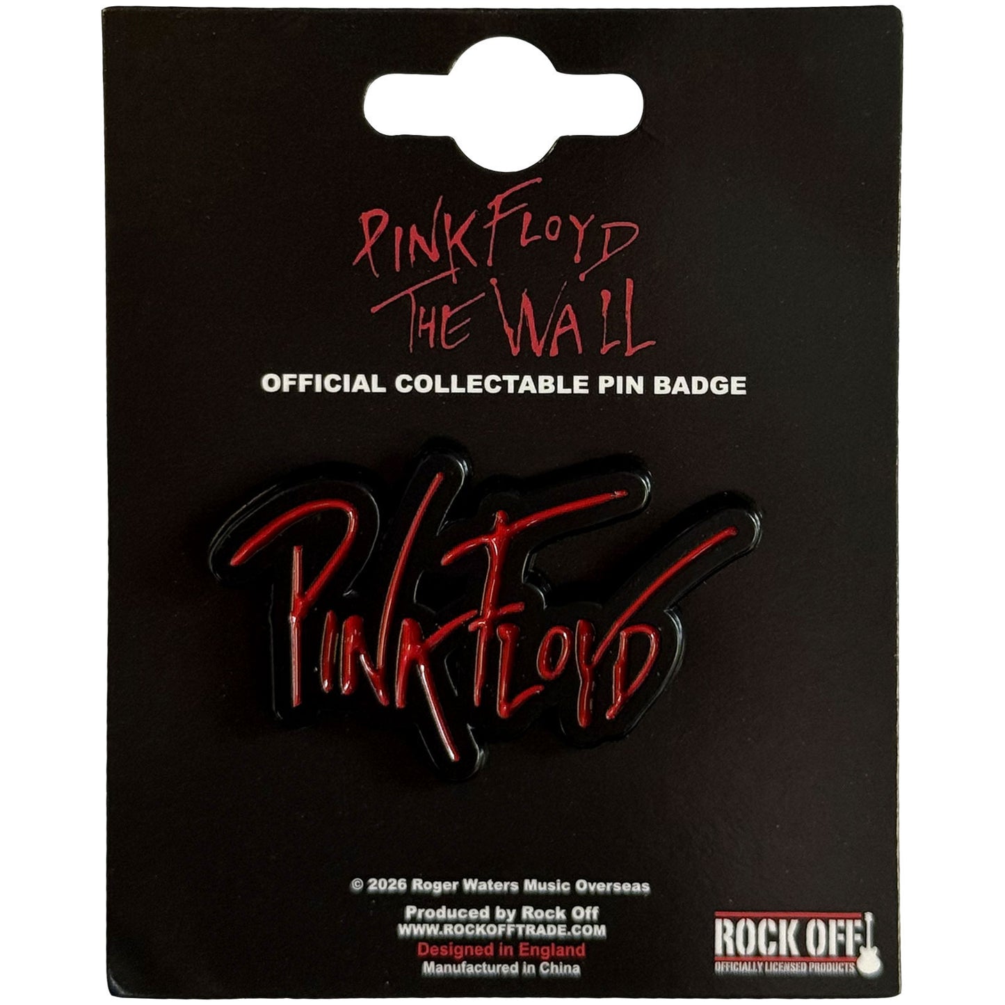 Pink Floyd The Wall Text Logo Pewter Pin Badge Front