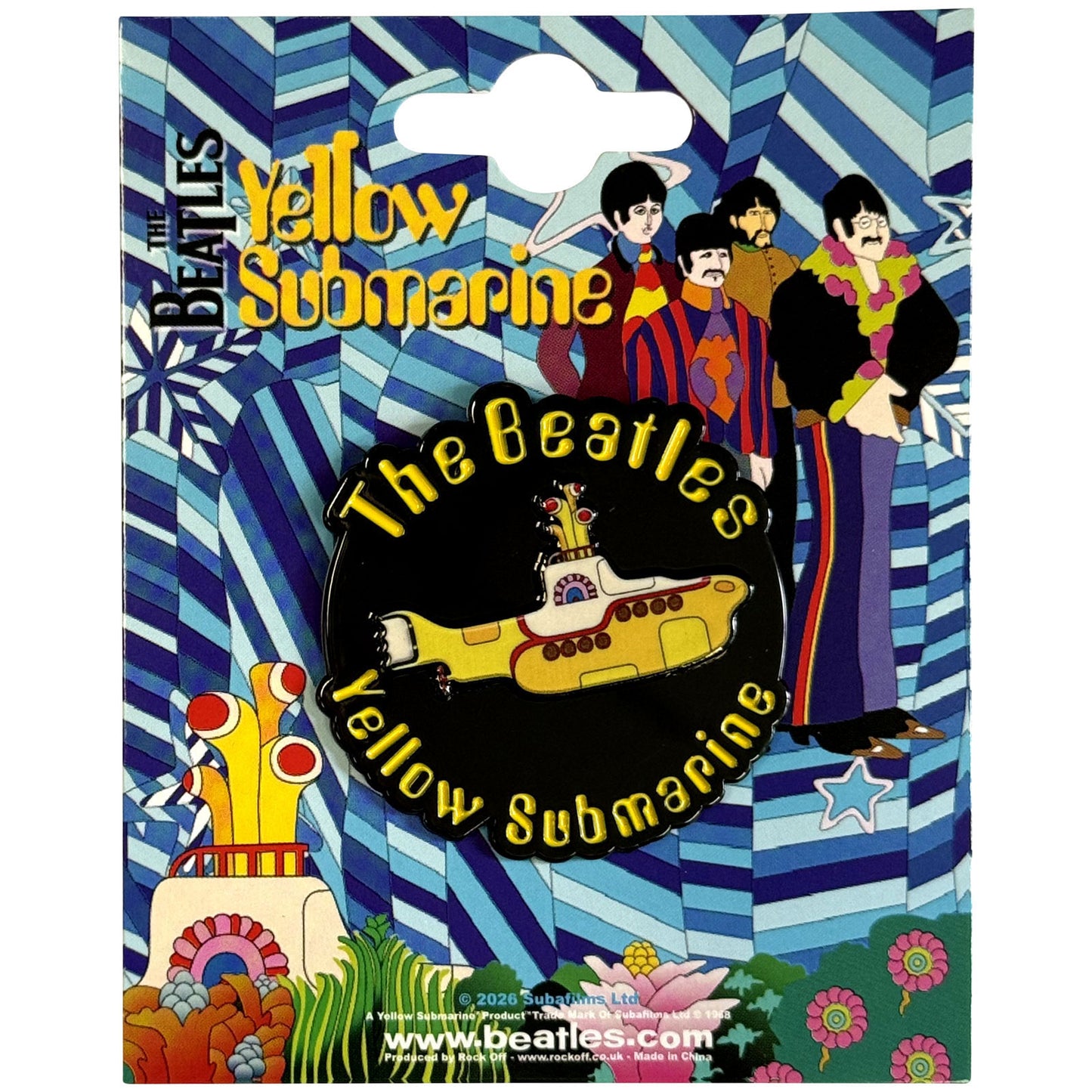 Beatles Yellow Submarine Spinning Sub Pewter Pin Badge Front