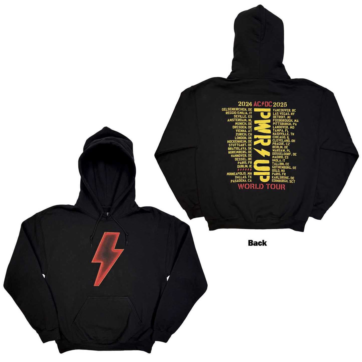 AC/DC Lightning Bolt World Tour '24-'25 Hooded Sweatshirt Front