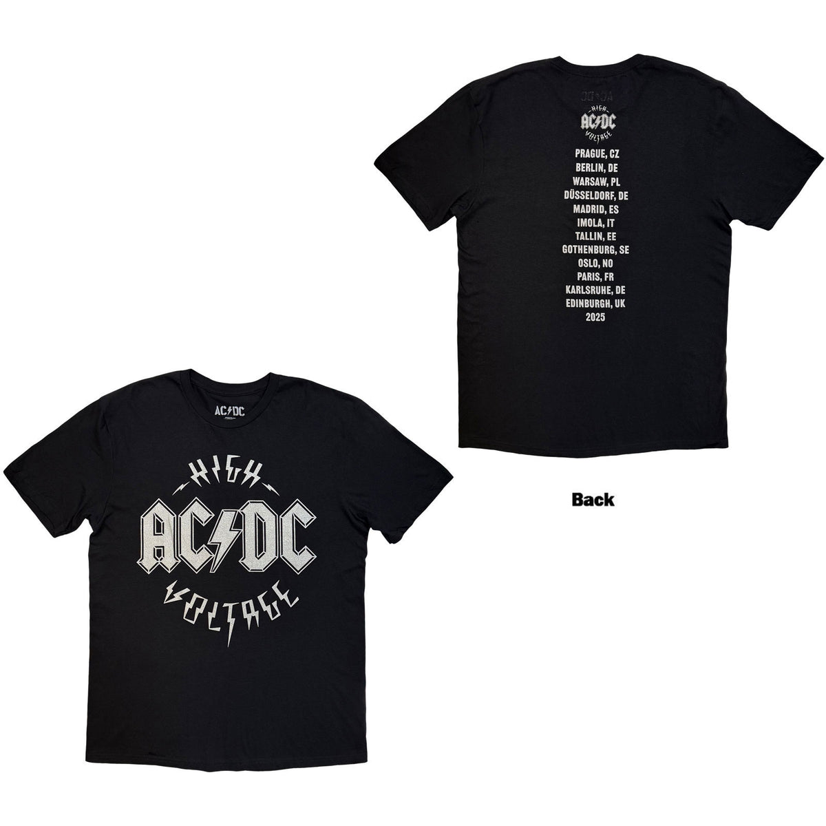 AC/DC Silver High Voltage Eu Tour '25 T-shirt Front