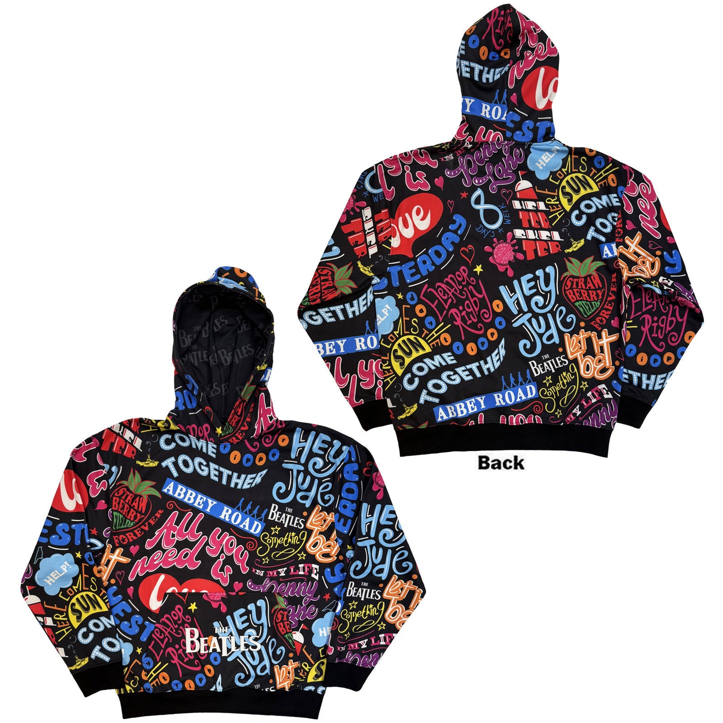 Beatles Song Titles Hooded Sweatshirt Front