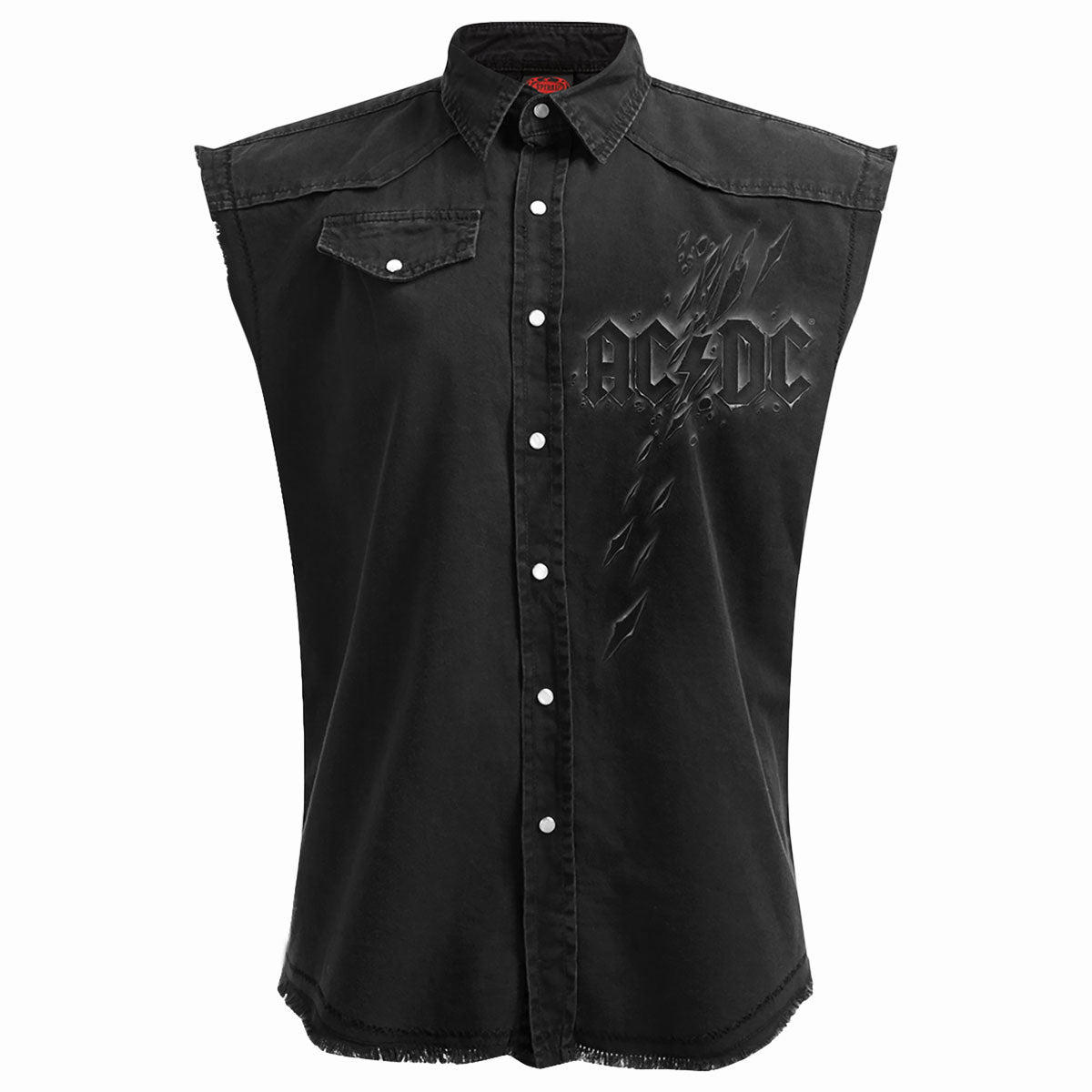 AC/DC Back In Black Torn Work Shirt Front