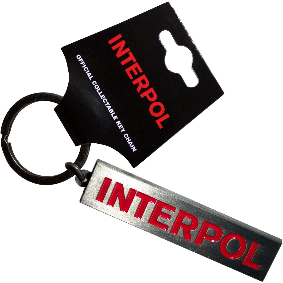 Interpol Text Logo Metal Key Chain Front