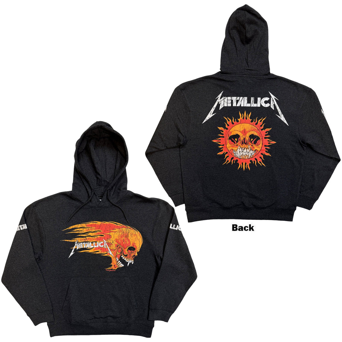 Metallica Worn Pushead Flaming Skull Hooded Sweatshirt Front