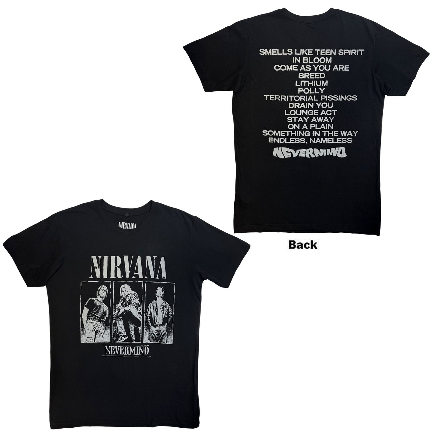 Nirvana Nevermind Tracklist Vintage T-shirt Front