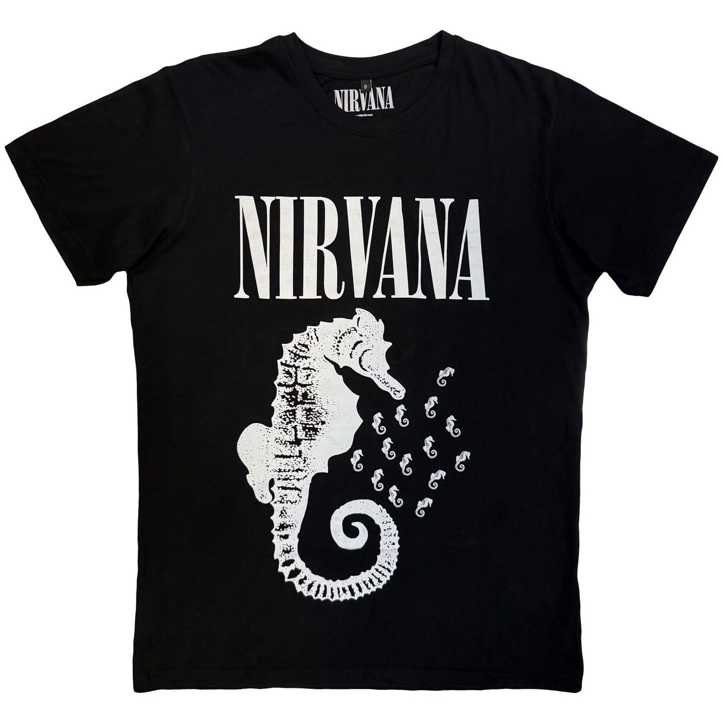 Nirvana Seahorse & Logo Mono Vintage T-shirt Front