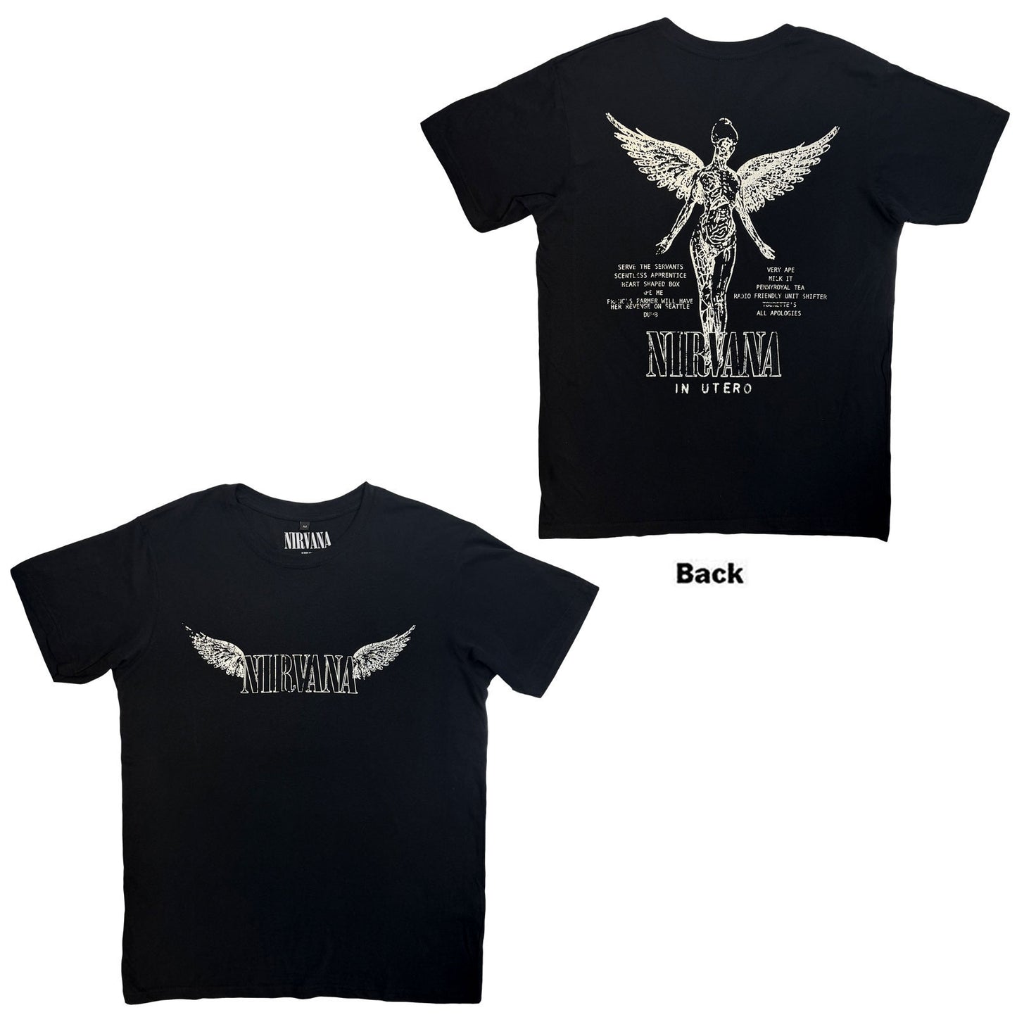 Nirvana In Utero Tracklist Vintage T-shirt Front