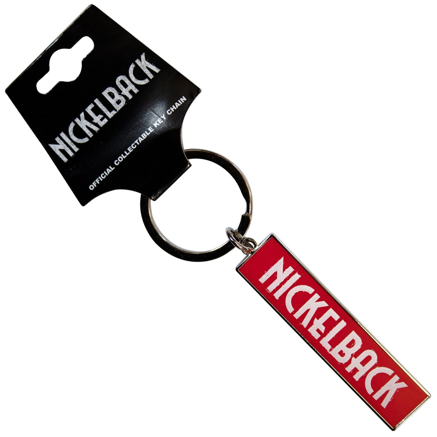 Nickelback White Logo Red Metal Key Chain Front