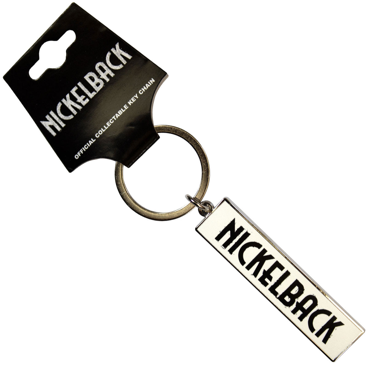 Nickelback Black Logo White Metal Key Chain Front