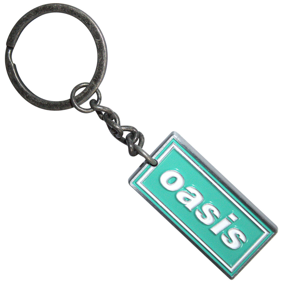 Oasis Decca Logo Mint Metal Key Chain Front