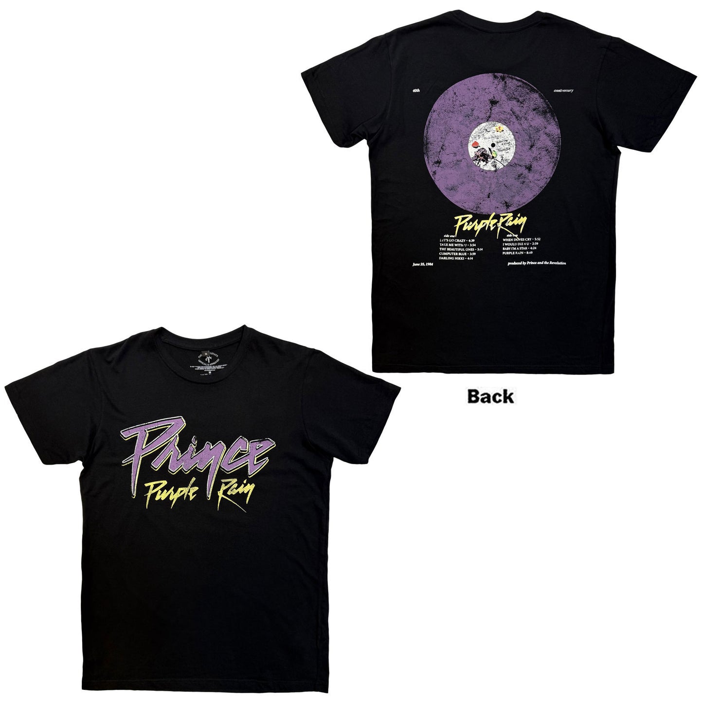 Prince Purple Rain 40th Anniversary Vintage T-shirt Front