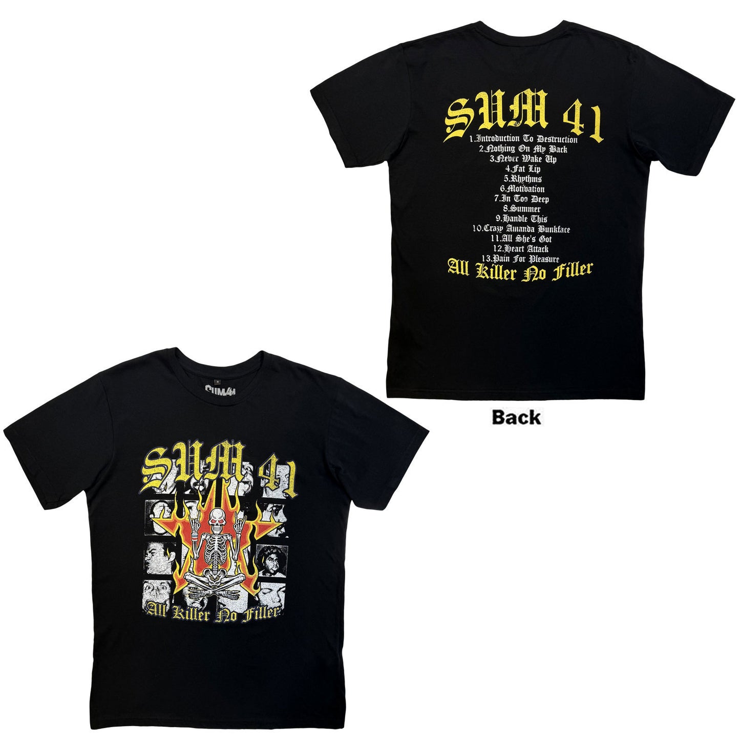 Sum 41 All Killer No Filler Tracklist Vintage T-shirt Front
