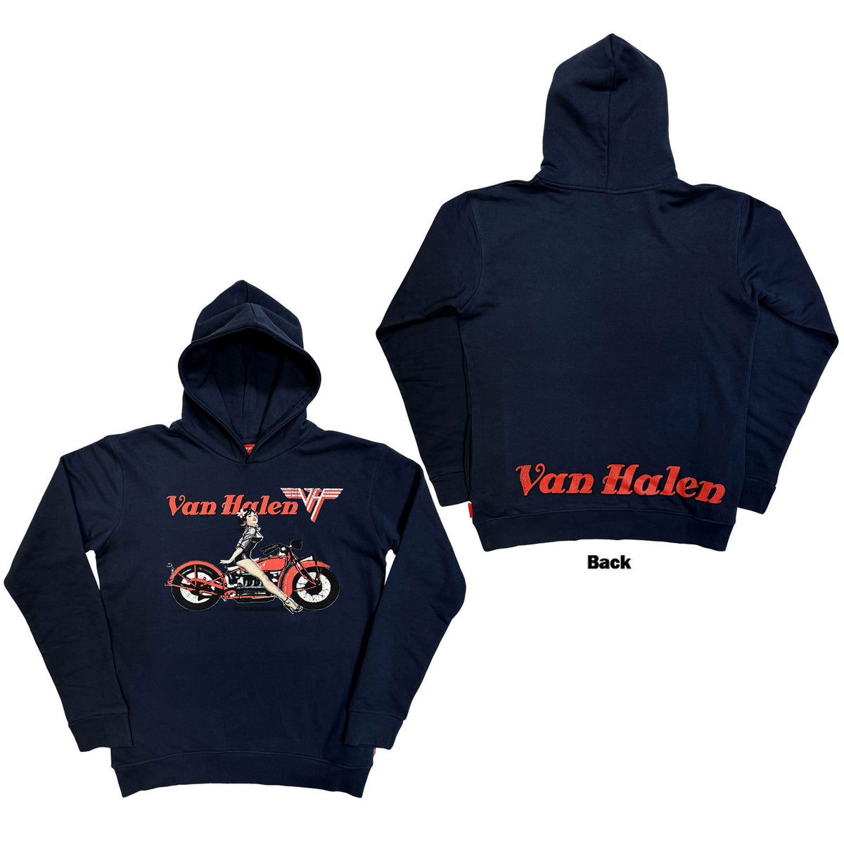 Van Halen Pinup Motorcycle Hooded Sweatshirt Front