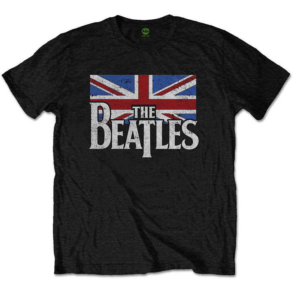 Beatles Drop T Logo & Vintage Flag T-shirt Front