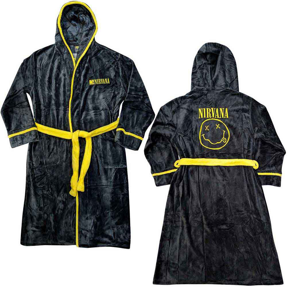 Nirvana Yellow Happy Face Bath Robe Front