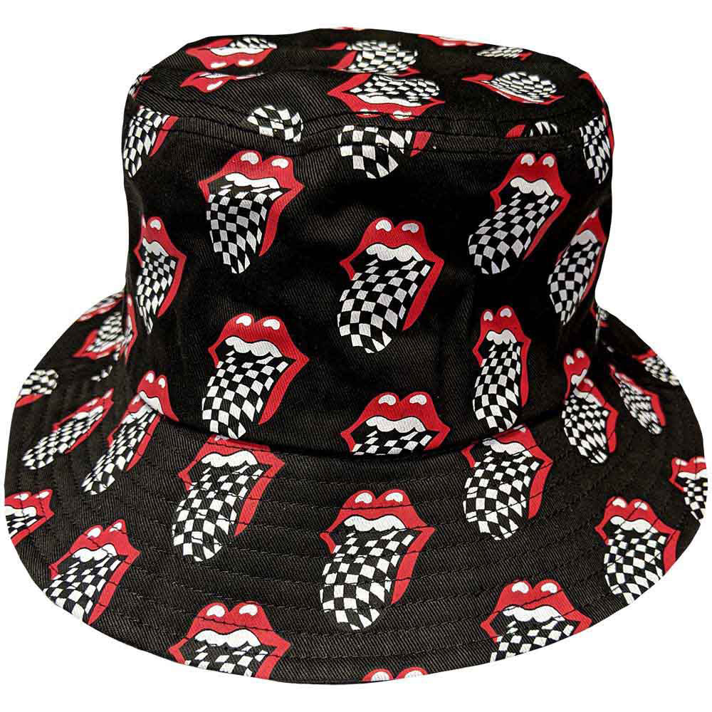 Rolling Stones Checker Tongue Pattern Bucket Cap Front