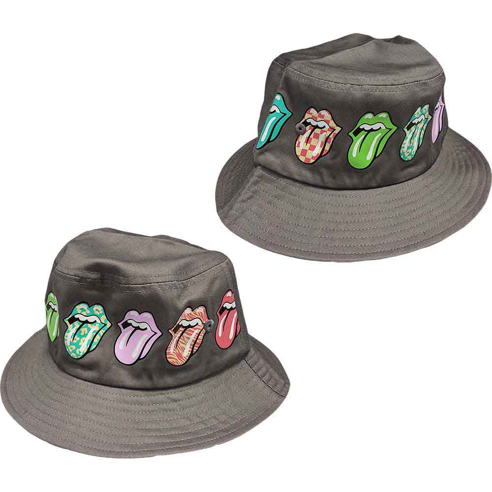 Rolling Stones Multi-tongue Pattern Bucket Cap Front