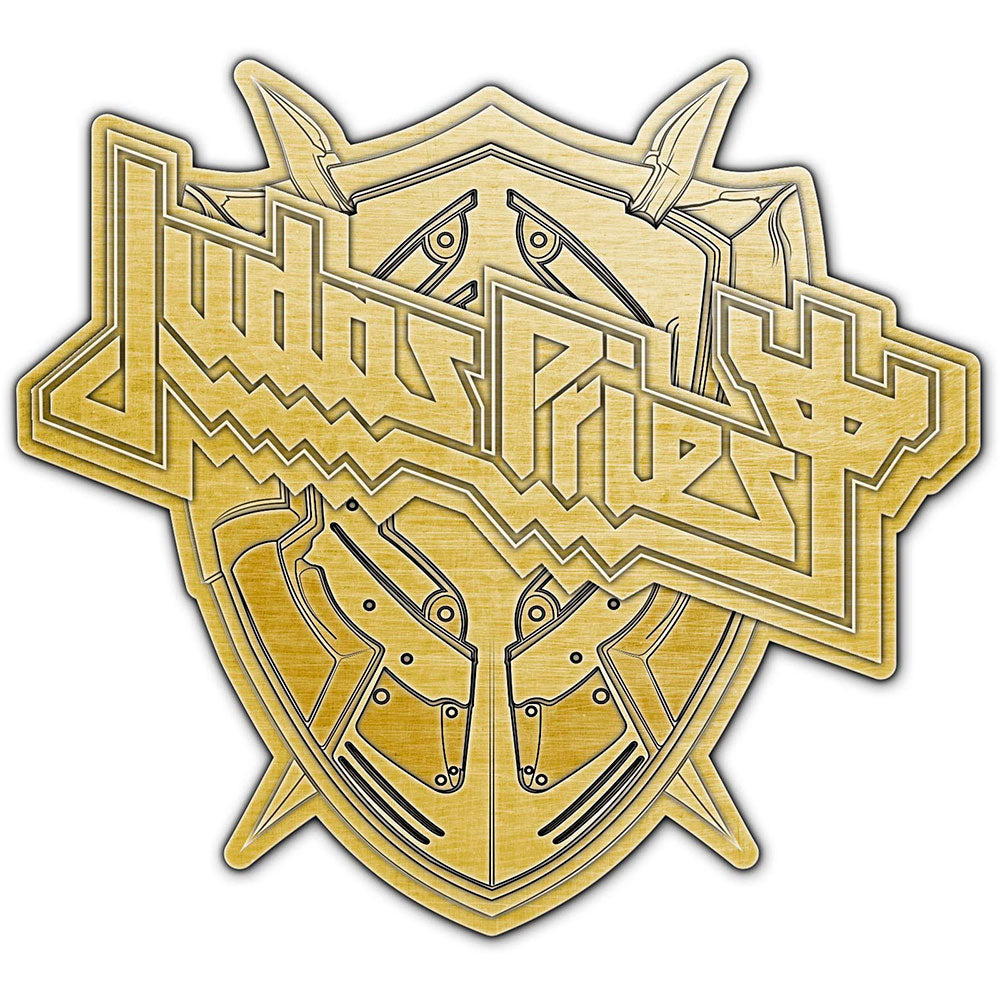 Judas Priest Invincible Shield Pewter Pin Badge Front