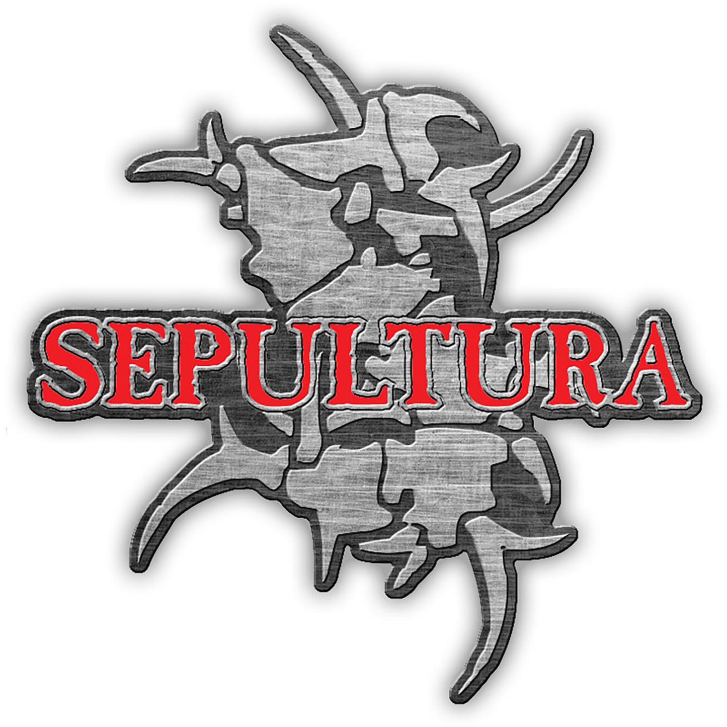 Sepultura Logo & Tribal S Pewter Pin Badge Front
